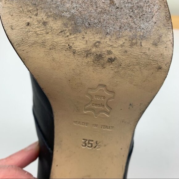 STEFANO Dolci Black Leather Chunky Heel Booties size 35 ½ - Picture 3 of 10